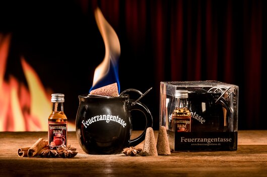 Feuerzangentasse Prsentbox Schwarz mit Rum