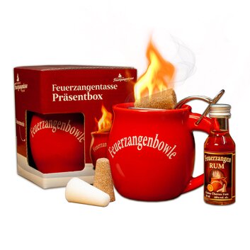 Feuerzangentasse Prsentbox Rot mit Rum
