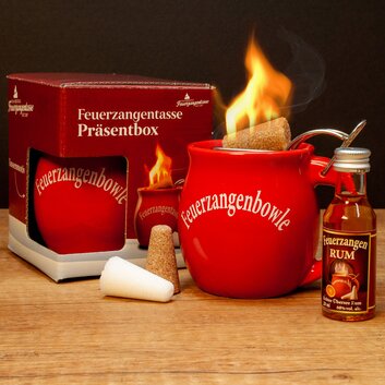 Feuerzangentasse Prsentbox Rot mit Rum
