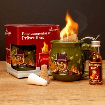 Feuerzangentasse Prsentbox Oliv / Rhmann mit Rum