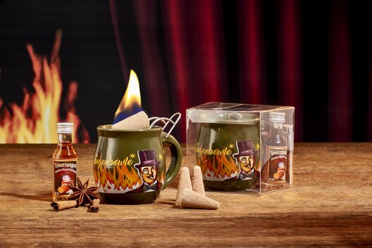 Feuerzangentasse Prsentbox Oliv / Rhmann mit Rum