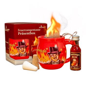 Feuerzangentasse Präsentbox Rot / Rühmann mit Rum