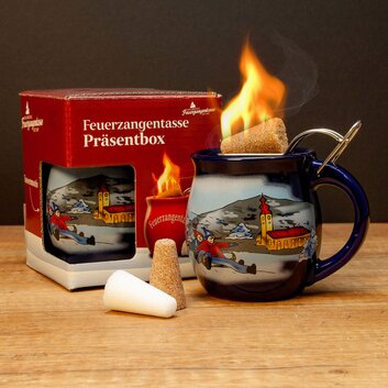 Feuerzangentasse Prsentbox Blau / Winter ohne Rum