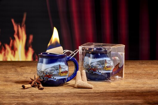 Feuerzangentasse Prsentbox Blau / Winter ohne Rum