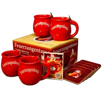 Feuerzangentasse 4er-Set Rot