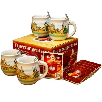 Feuerzangentasse 4er-Set Weiß/Thüringen