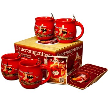 Feuerzangentasse 4er-Set Rot/Strtebeker