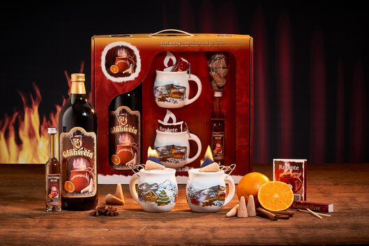 Feuerzangentasse Geschenkset, Klassisch Weiß/Weihnachten