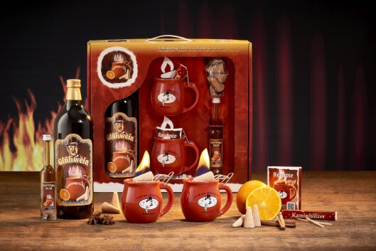 Feuerzangentasse Geschenkset, Klassisch Rot/Rühmann Schlock