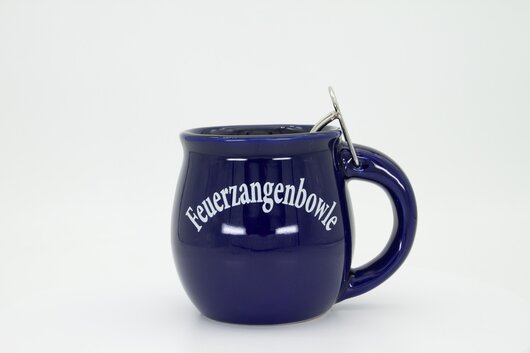 Feuerzangentasse Geschenkset, Wurzelholz Mitternachtsblau
