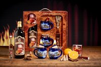 Feuerzangentasse Geschenkset, Wurzelholz Blau/Winter