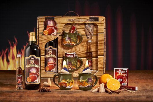 Feuerzangentasse Geschenkset, Schatzkiste Oliv/Rhmann
