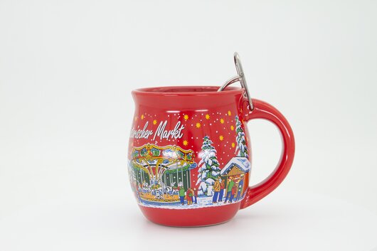 Feuerzangentasse Geschenkset, Wurzelholz Rot/Historischer Markt