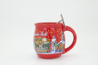 Feuerzangentasse Geschenkset, Wurzelholz Rot/Historischer Markt