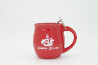 Feuerzangentasse Geschenkset, Wurzelholz Rot/Hanse Feuer