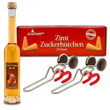 Feuerzange-Set, 2x Feuerzange mit Rum (100ml) + ZuckerHtchen (20er)