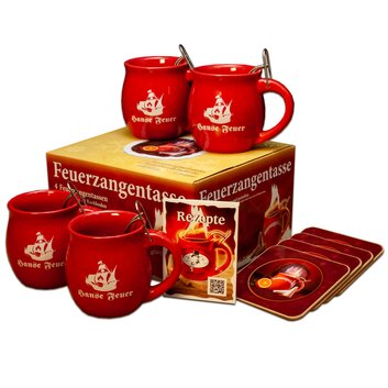 Feuerzangentasse 4er-Set Rot/Hanse Feuer