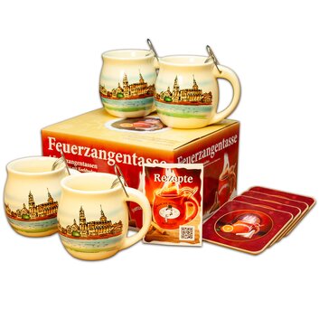 Feuerzangentasse 4er-Set Cremewei/Dresden