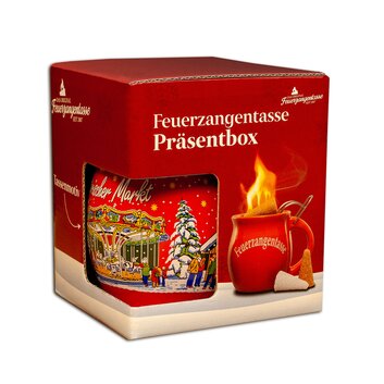 Feuerzangentasse Prsentbox Rot / Historischer Markt ohne Rum