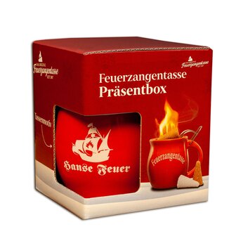 Feuerzangentasse Prsentbox Rot / HanseFeuer mit Rum