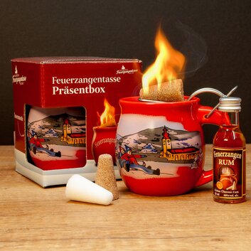 Feuerzangentasse Prsentbox Rot / Winter mit Rum