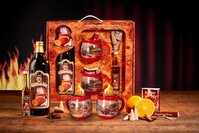 Feuerzangentasse Geschenkset, Wurzelholz Rot/Winter